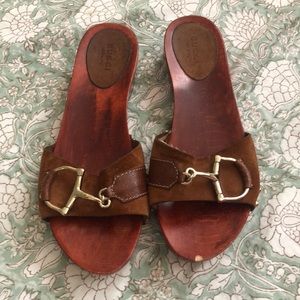 Gucci Brown Suede Horsebit Sandals 7.5